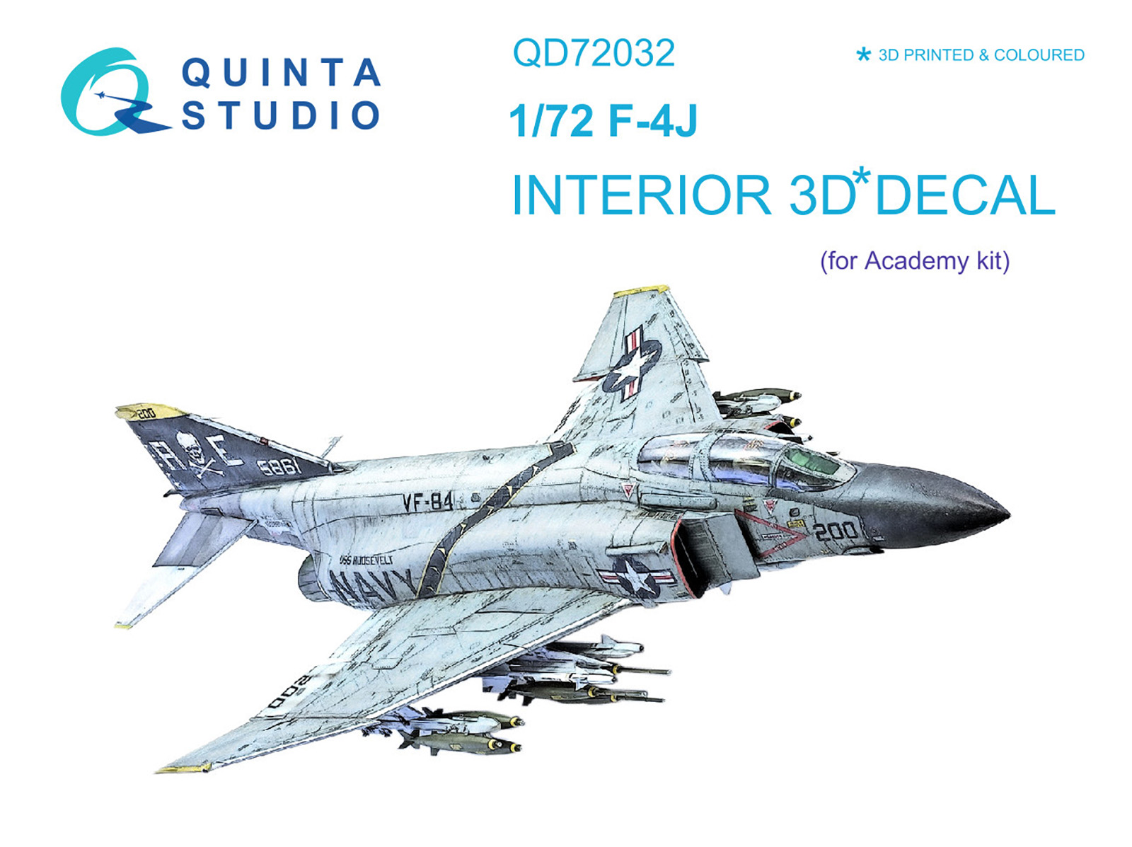 QD72032  декали  3D Декаль интерьера кабины F-4J (Academy)  (1:72)