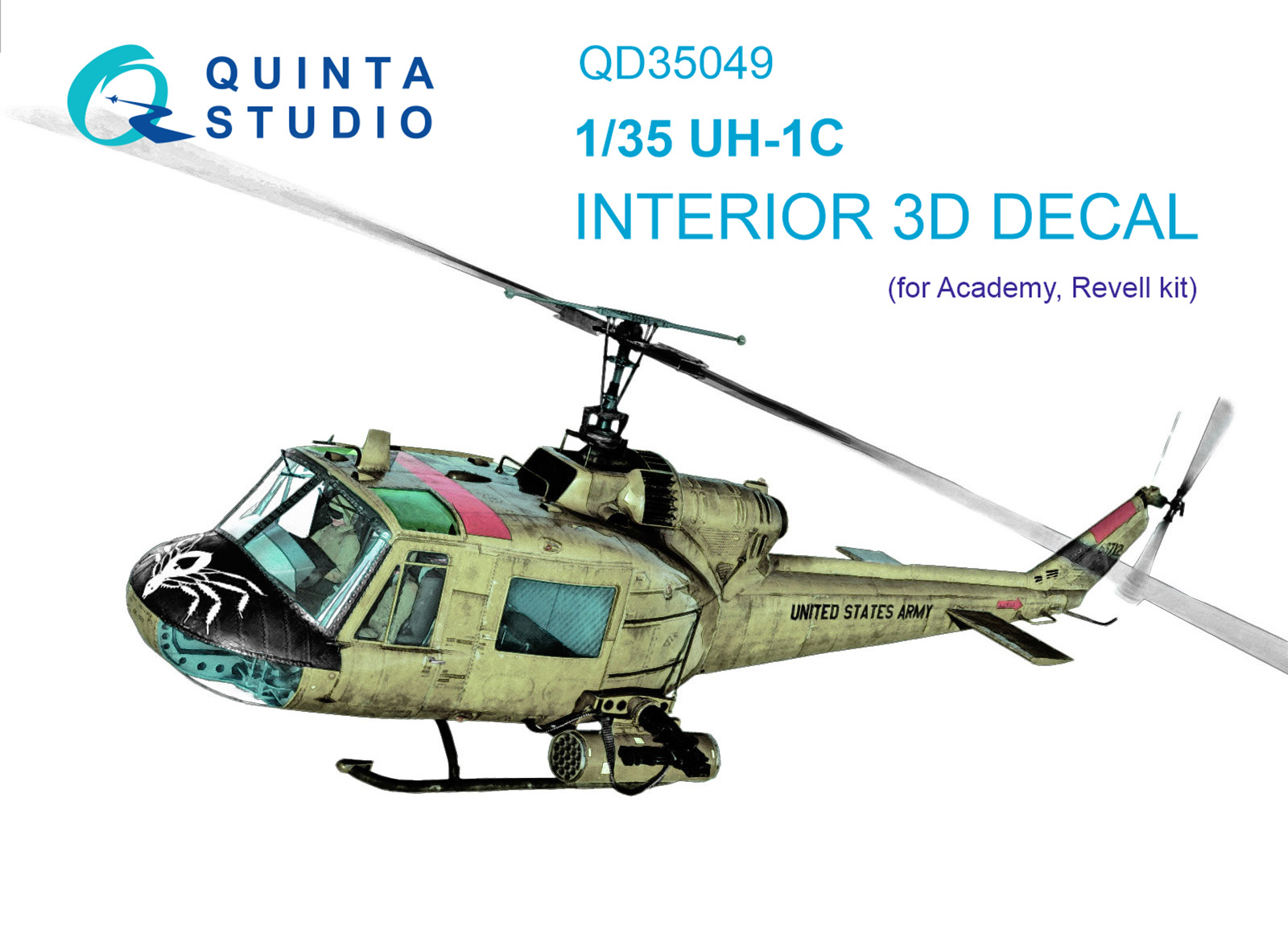 QD35049  декали  3D Декаль интерьера UH-1C (Academy)  (1:35)