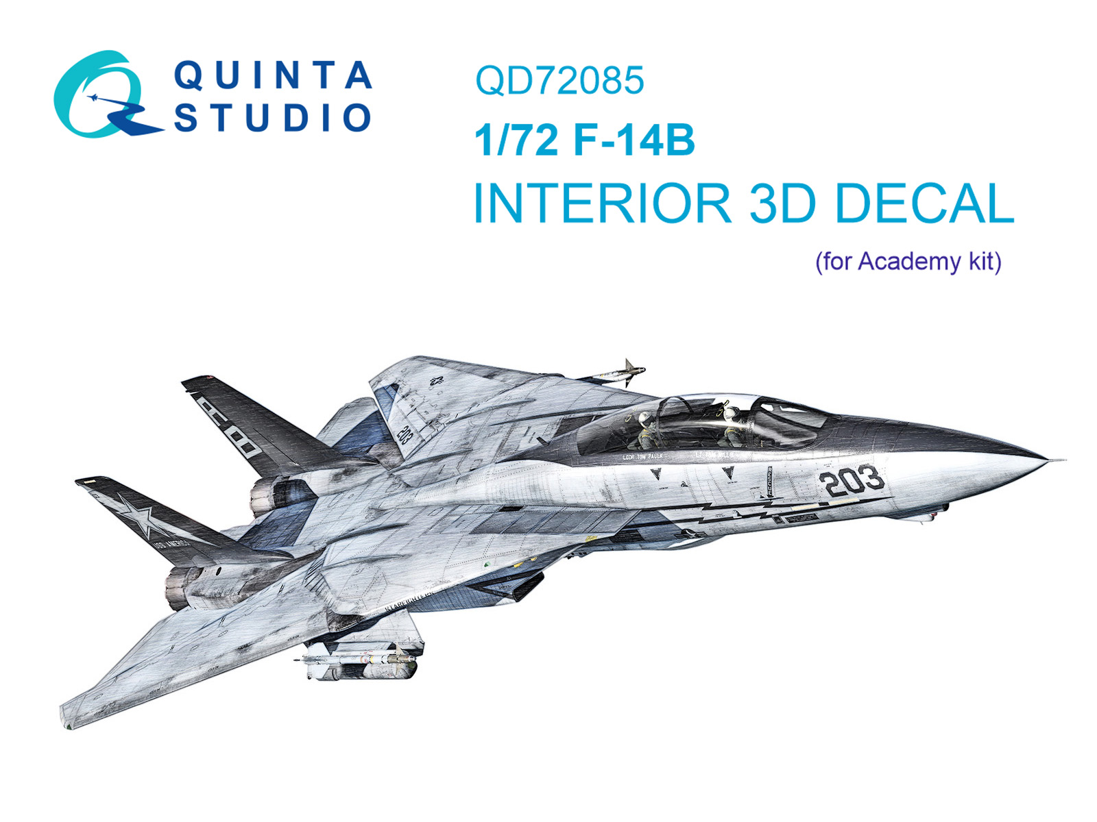 QD72085  декали  3D Декаль интерьера кабины F-14B (Academy)  (1:72)