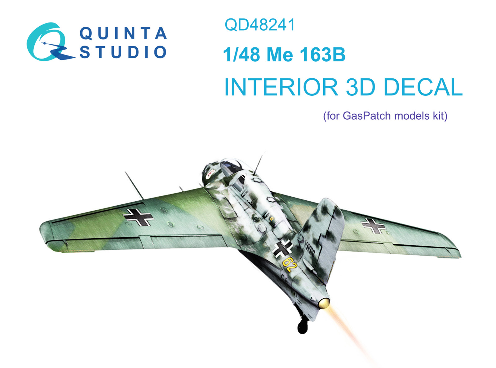 QD48241  декали   3D Декаль интерьера кабины Me 163B (GasPatch models)  (1:48)
