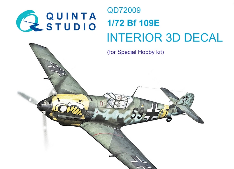 QD72009  декали  3D Декаль интерьера кабины Bf 109E (Special Hobby) (1:72)