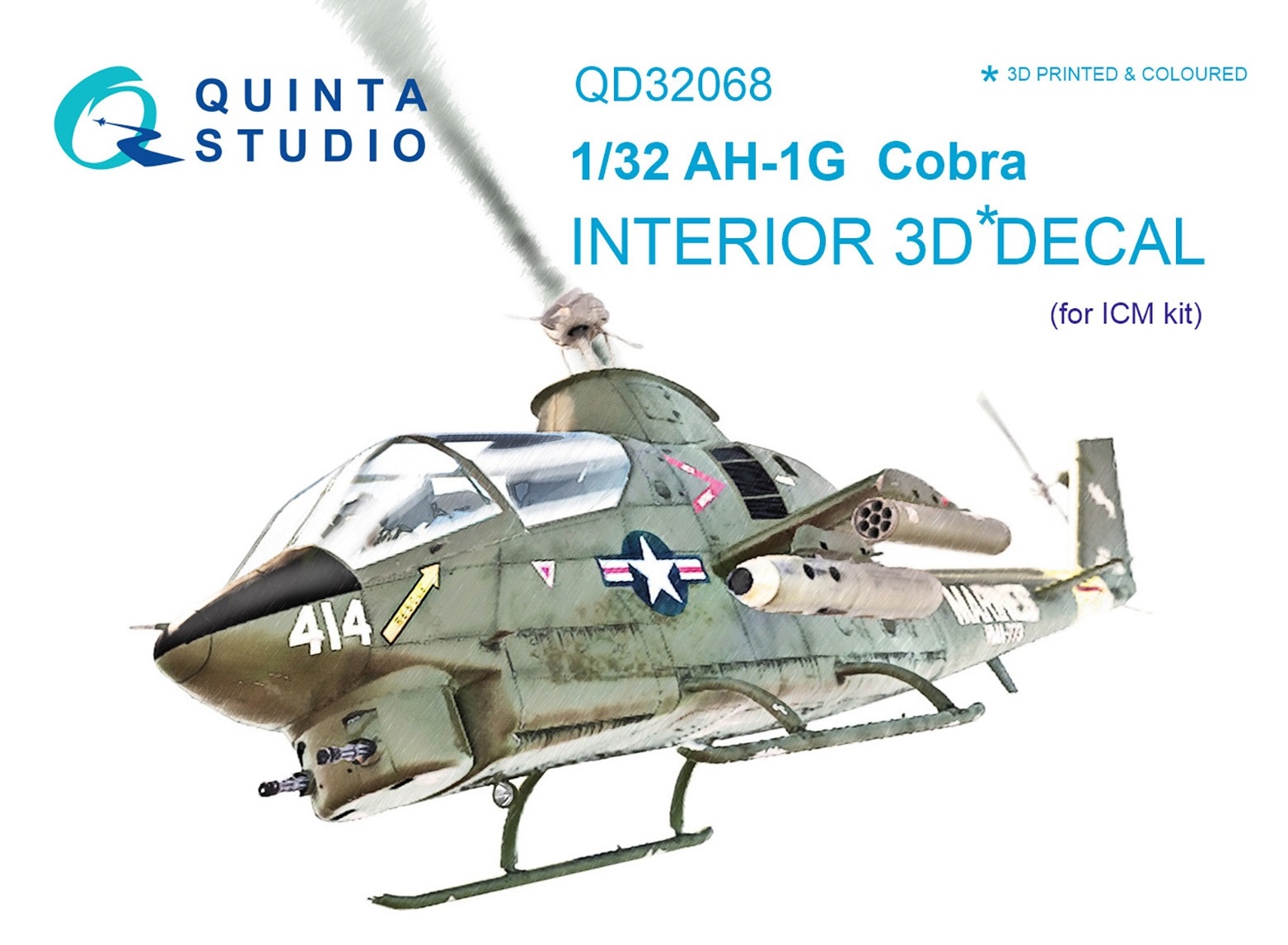 QD32068  декали  3D Декаль интерьера кабины AH-1G Cobra (ICM)  (1:32)