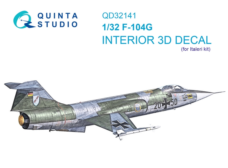 QD32141  декали  3D Декаль интерьера кабины F-104G (Italeri) (1:32)