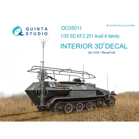 QD35011  декали  3D Декаль интерьера кабины для KFZ 251 Ausf.A (ICM)  (1:35)