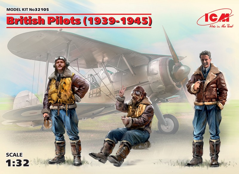 32105  фигуры  British Pilots (1939-1945) (3 figures)  (1:32)