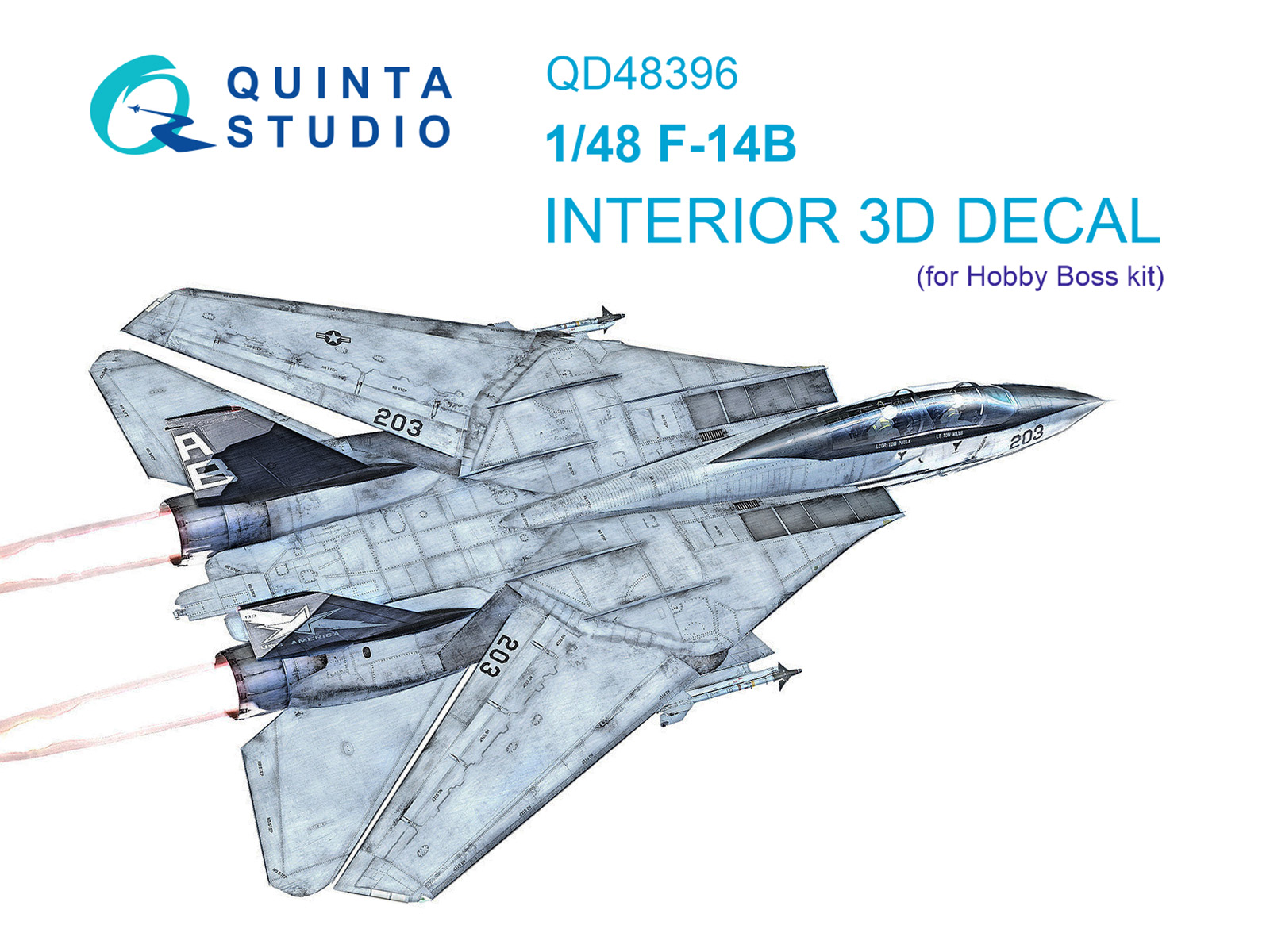 QD48396  декали  3D Декаль интерьера кабины F-14B (Hobby Boss)  (1:48)