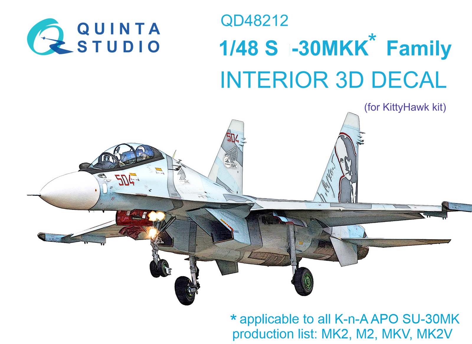 QD48212  декали  3D Декаль интерьера кабины Су-30МКК (KittyHawk)  (1:48)