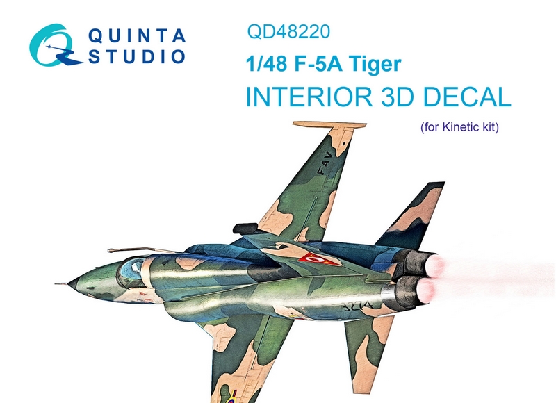 QD48220  декали  3D Декаль интерьера кабины F-5A (Kinetic) (1:48)