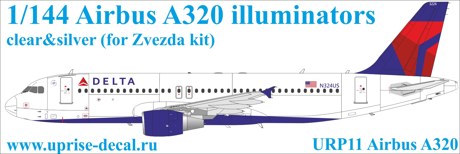 URP11  декали  Airbus A320 for Zvezda kit (clear)  (1:144)