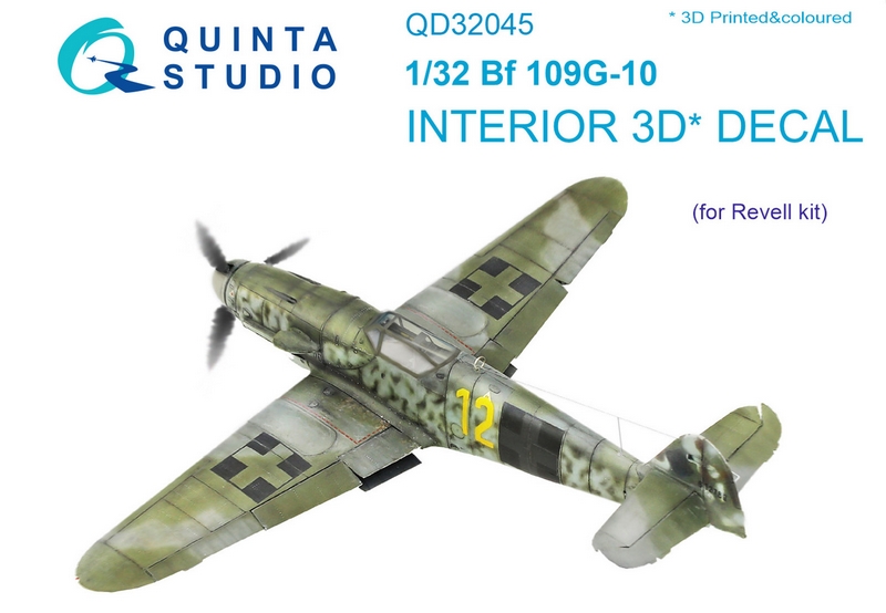 QD32045  декали  3D Декаль интерьера кабины Bf 109G-10 (Revell)  (1:32)
