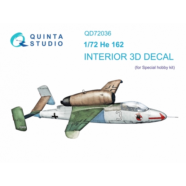 QD72036  декали  3D Декаль интерьера кабины  He-162 (Special Hobby)  (1:72)