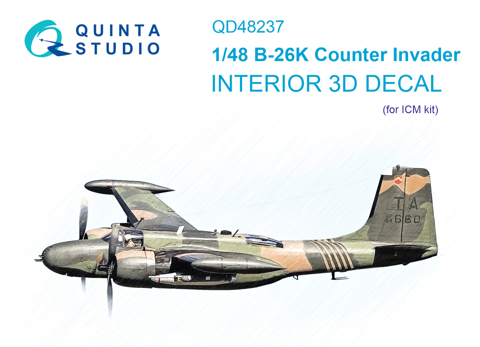 QD48237  декали  3D Декаль интерьера кабины B-26K (ICM)  (1:48)