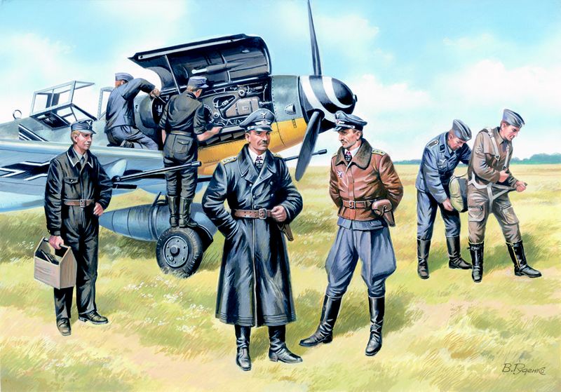 48082  фигуры  Пилоты и техники ВВС Германии (1939-1945) (1:48)
