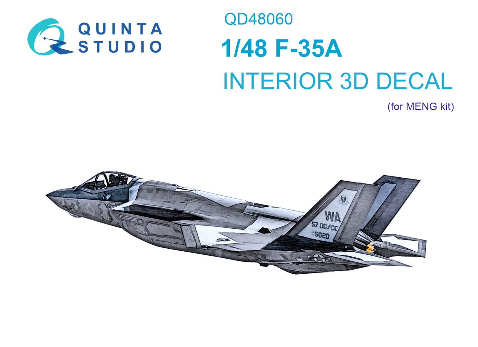 QD48060  декали  3D Декаль интерьера кабины F-35A (Meng)  (1:48)