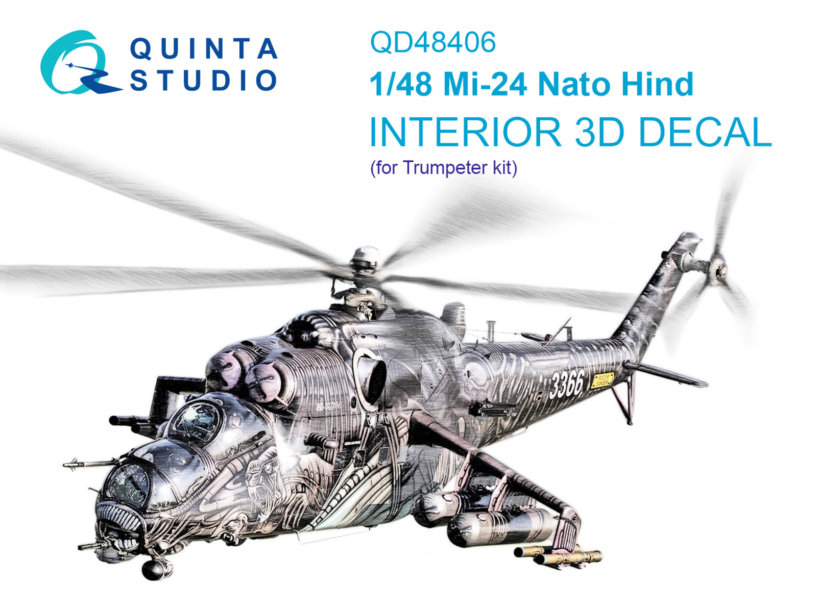 QD48406  декали  3D Декаль интерьера кабины M&-24 Nato Hind (Trump)  (1:48)