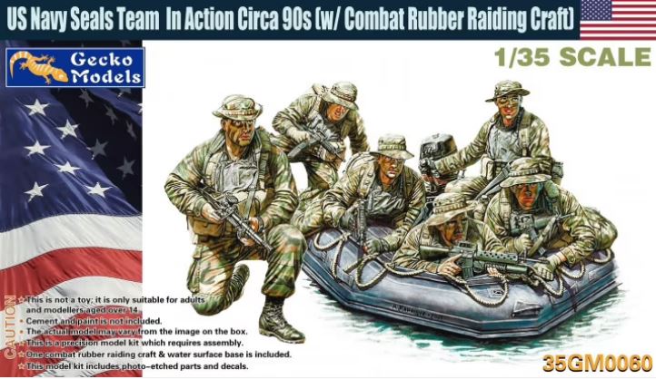35GM0060  фигуры  US Navy Seals Team In Action Circa 90s w/Combat Rubber Raiding Craft  (1:35)