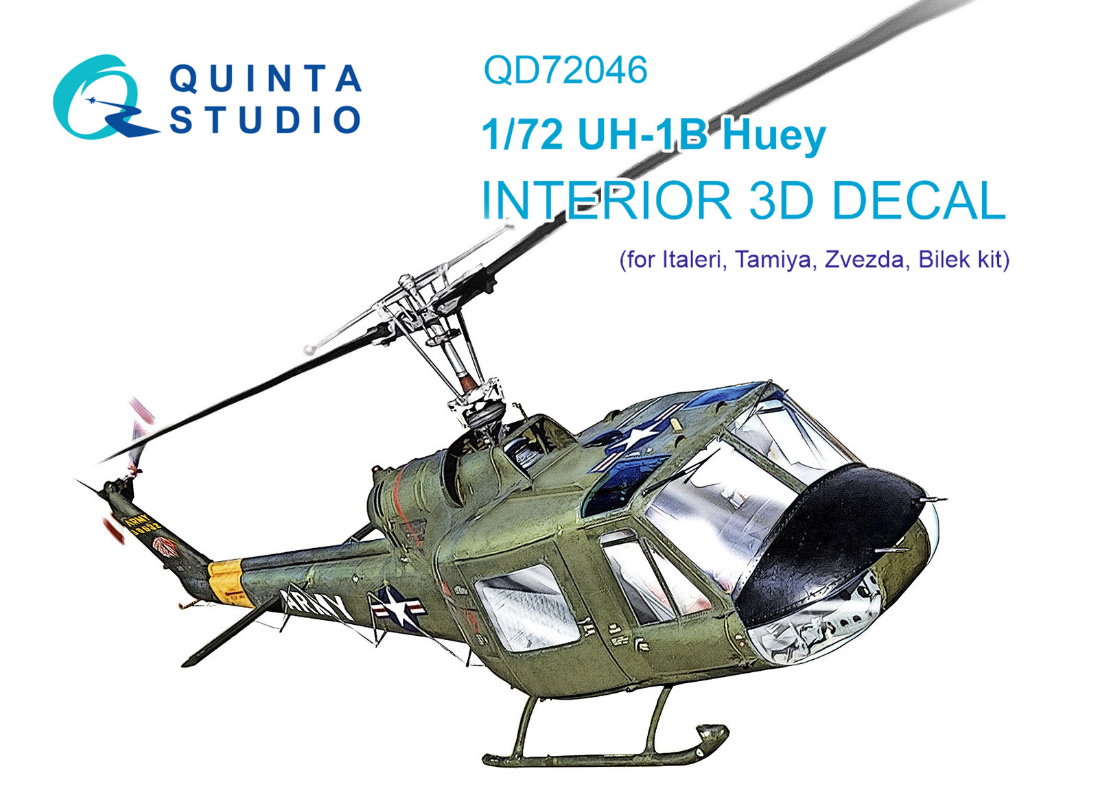 QD72046  декали  3D Декаль интерьера кабины Uh-1B (Italeri)  (1:72)