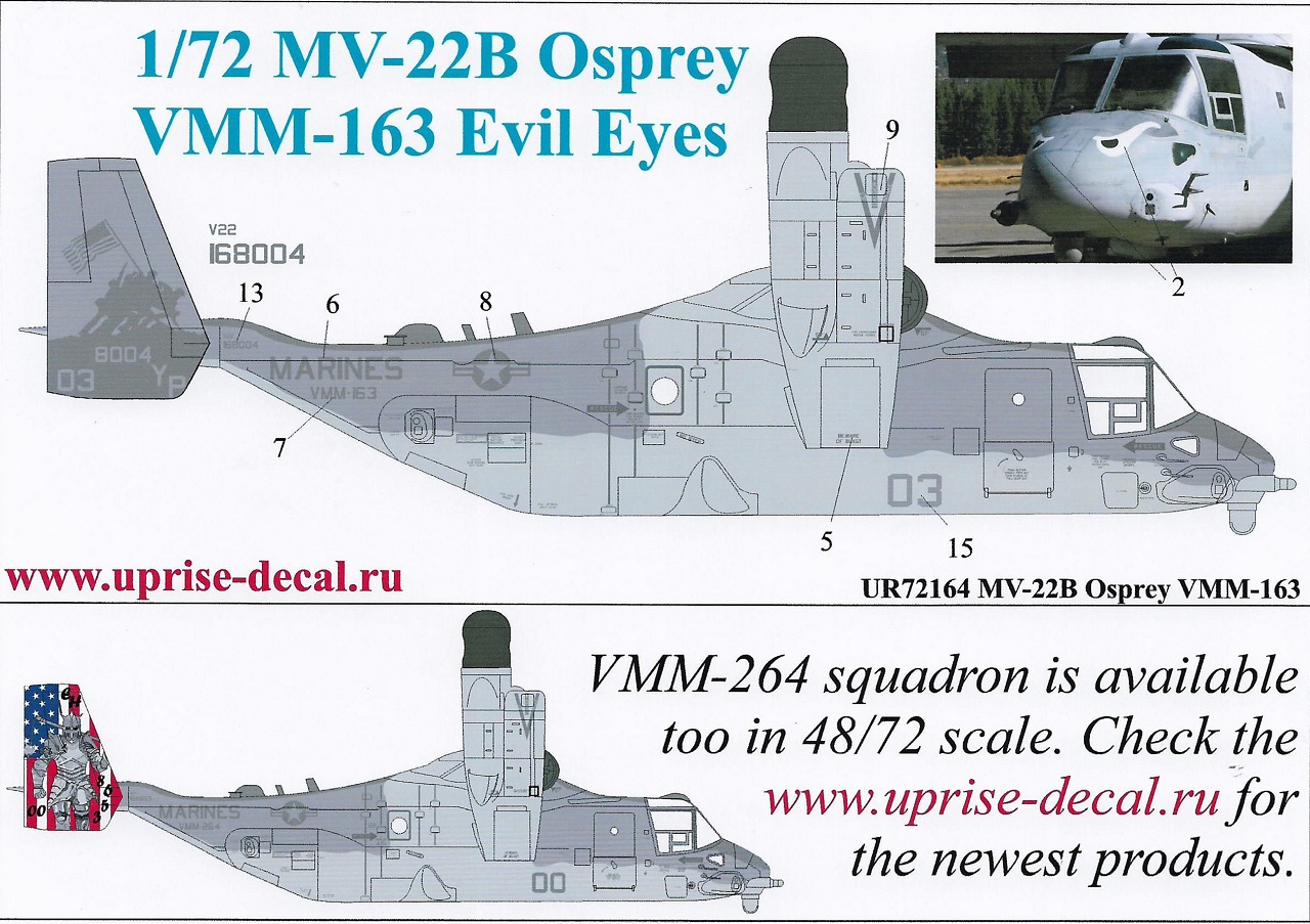 UR72164 декали MV-22B Osprey VMM-163  (1:72)