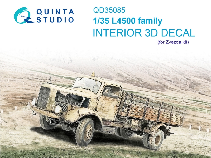 QD35085  декали  3D Декаль интерьера кабины L4500 family (Zvezda)  (1:35)