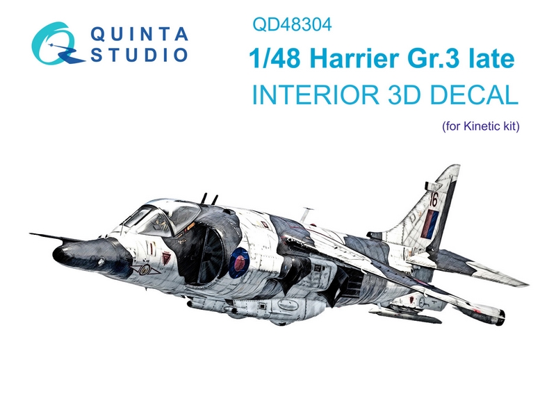 QD48304  декали  3D Декаль интерьера кабины Harrier Gr.3 late (Kinetic) (1:48)