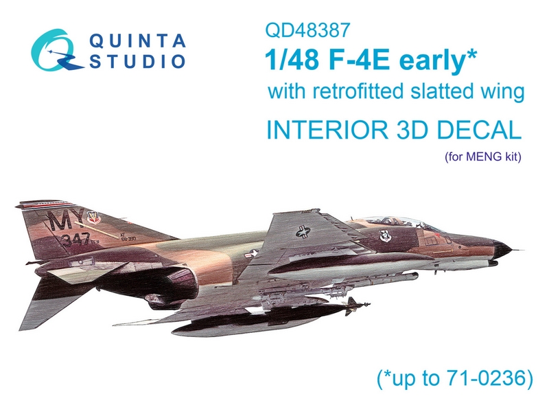 QD48387  декали  3D Декаль интерьера кабины F-4E early с установленным предкрылком (Meng)  (1:48)