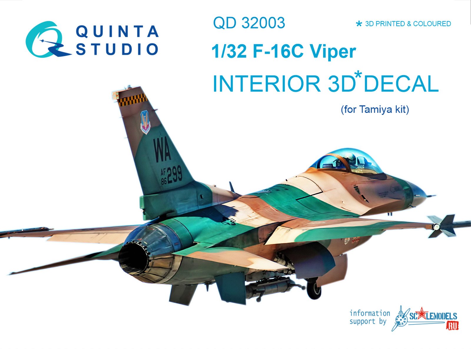 QD32003  декали  3D Декаль интерьера кабины F-16C (Tamiya)  (1:32)
