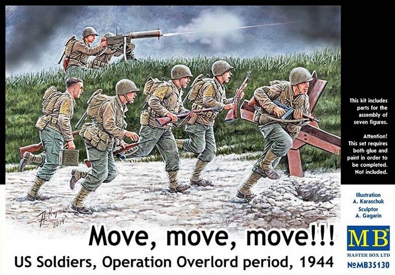 MB35130  фигуры  "Вперед, вперед!!! "Американские солдаты, операция Оверлорд, 1944"  (1:35)