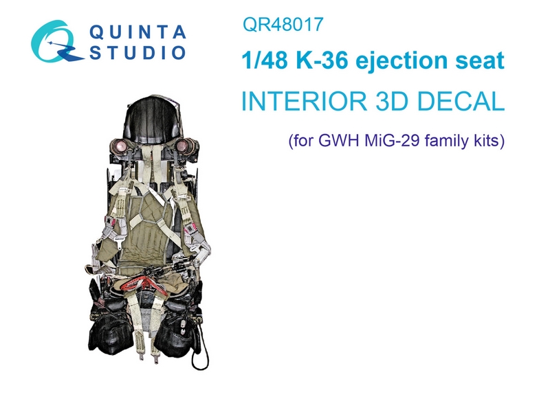 QR48017  декали  3D Декаль интерьера кабины  Кресло К-36 для семейства М&Г-29 (GWH)  (1:48)