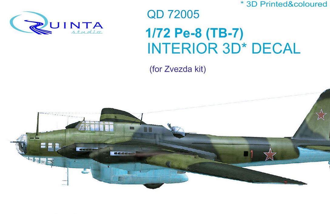 QD72005  декали  3D Декаль интерьера кабины ПЕ-8/ТБ-7 (Звезда)  (1:72)