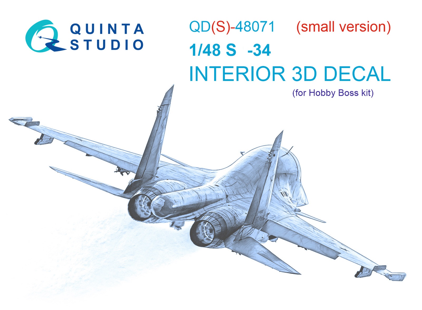 QDS-48071  декали  3D Декаль интерьера кабины Су-34 (HobbyBoss) (Малая версия)  (1:48)