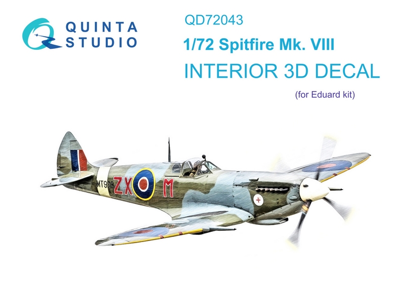 QD72043  декали  3D Декаль интерьера кабины Spitfire Mk. VIII (Eduard) (1:72)