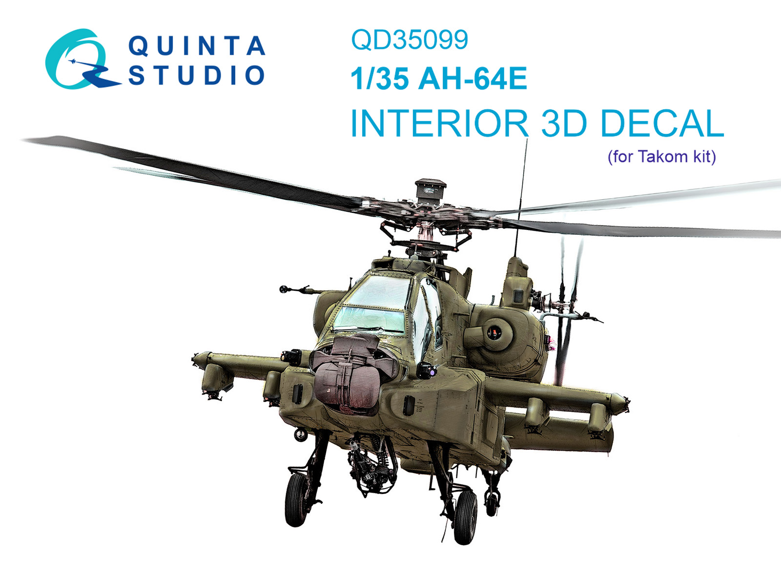 QD35099  декали  3D Декаль интерьера кабины AH-64E (Takom)  (1:35)