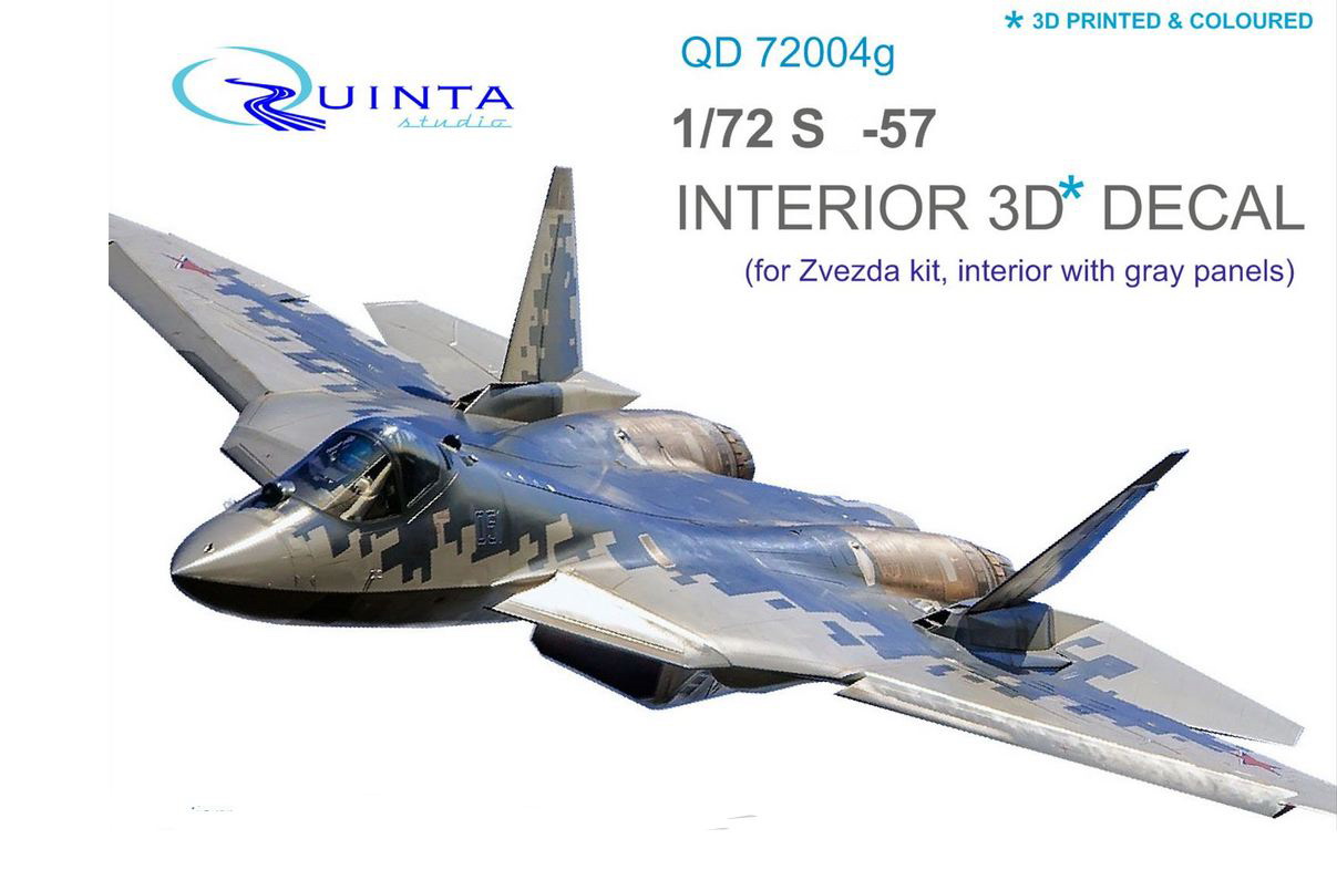 QD72004g  декали  3D Декаль интерьера кабины С-57 серые панели (Звезда)  (1:72)