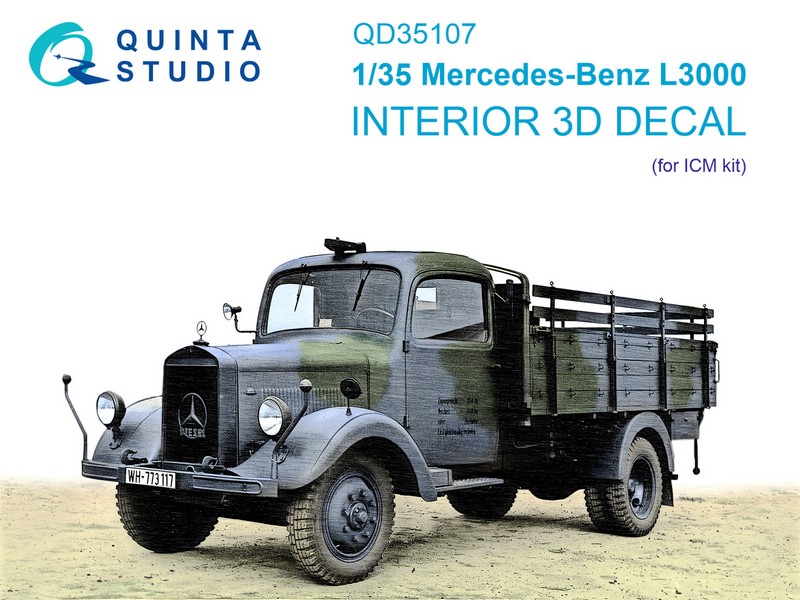 QD35107  декали   3D Декаль интерьера кабины Mercedes-Benz L3000 (ICM)  (1:35)