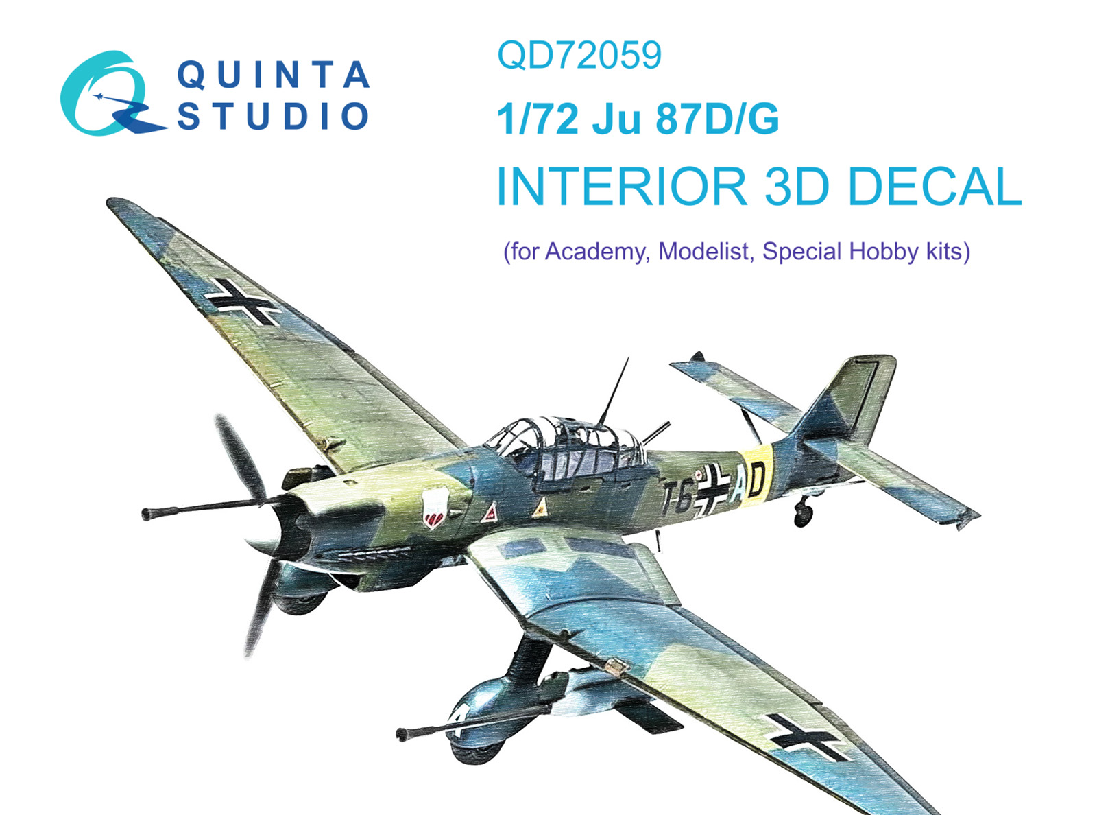 QD72059  декали  3D Декаль интерьера кабины Ju 87 D/G (Academy/Special Hobby)  (1:72)