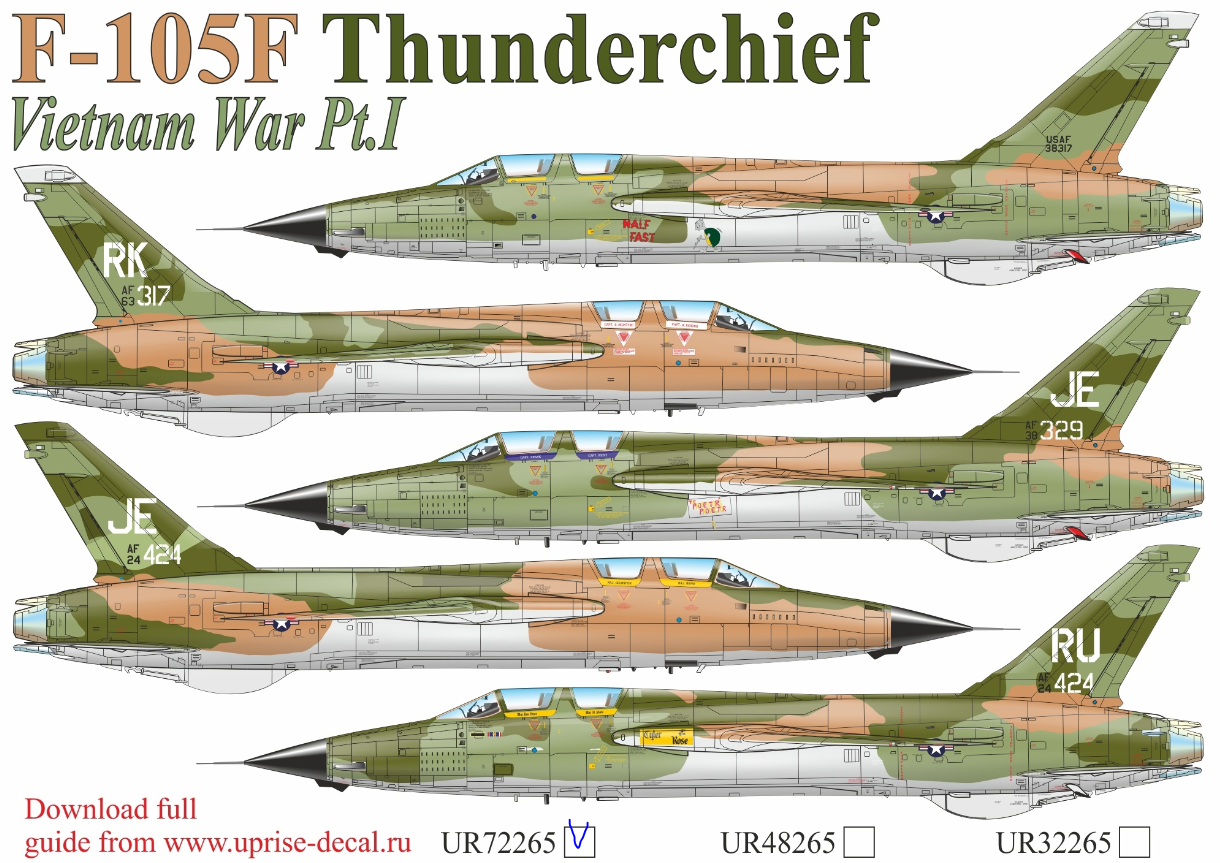 UR72265  декали  F-105F Thunderchief Vietnam war Pt.1  (1:72)
