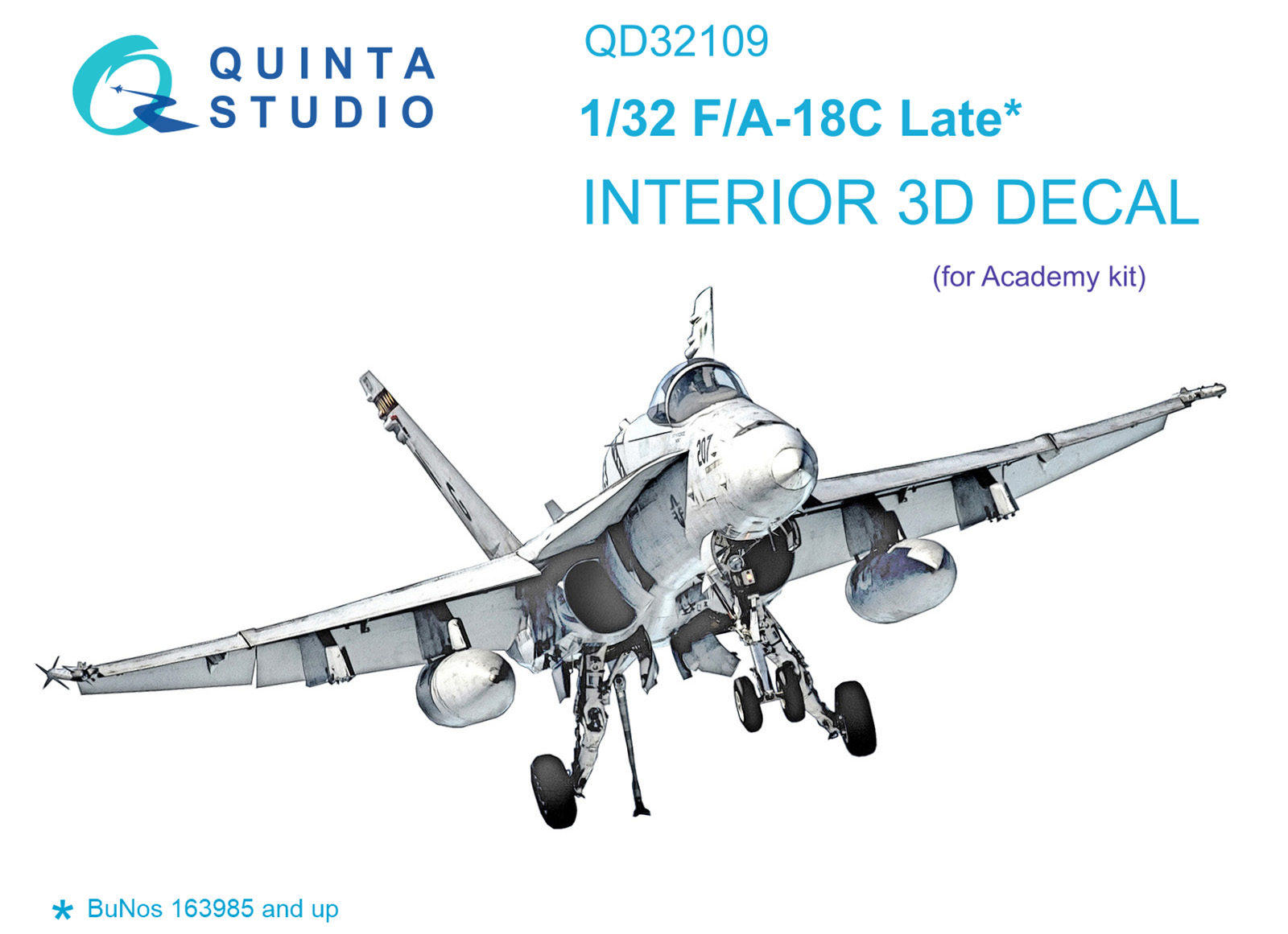 QD32109  декали  3D Декаль интерьера кабины F/A-18C Late (Academy)  (1:32)