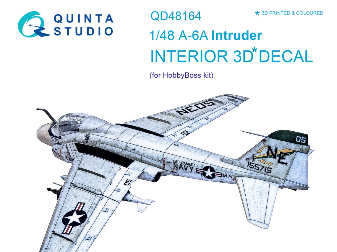 QD48164  декали  3D Декаль интерьера кабины A-6A Intruder (HobbyBoss)  (1:48)