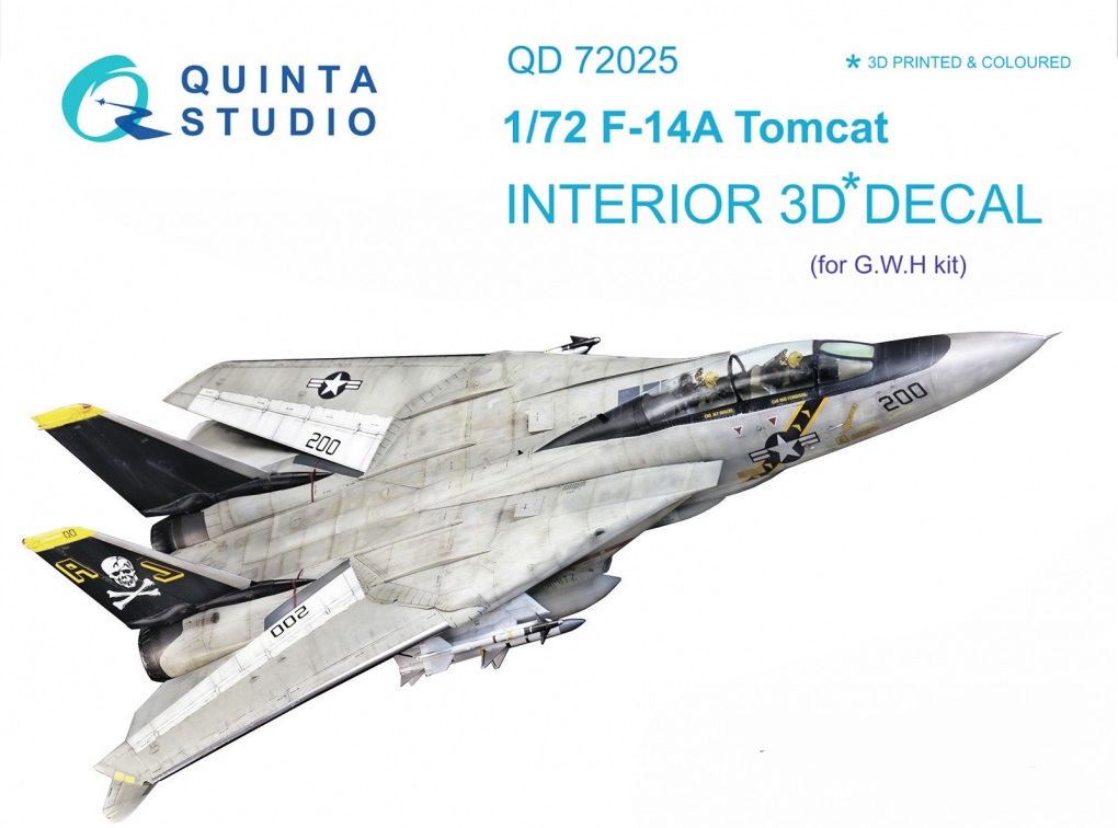 QD72025  декали  3D Декаль интерьера кабины F-14A (GWH)  (1:72)