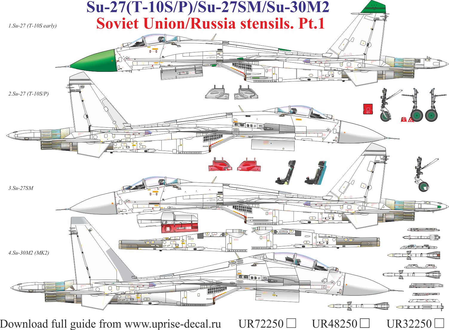 UR32250  декали  Su-27/27SM/30M2 stencils  (1:32)