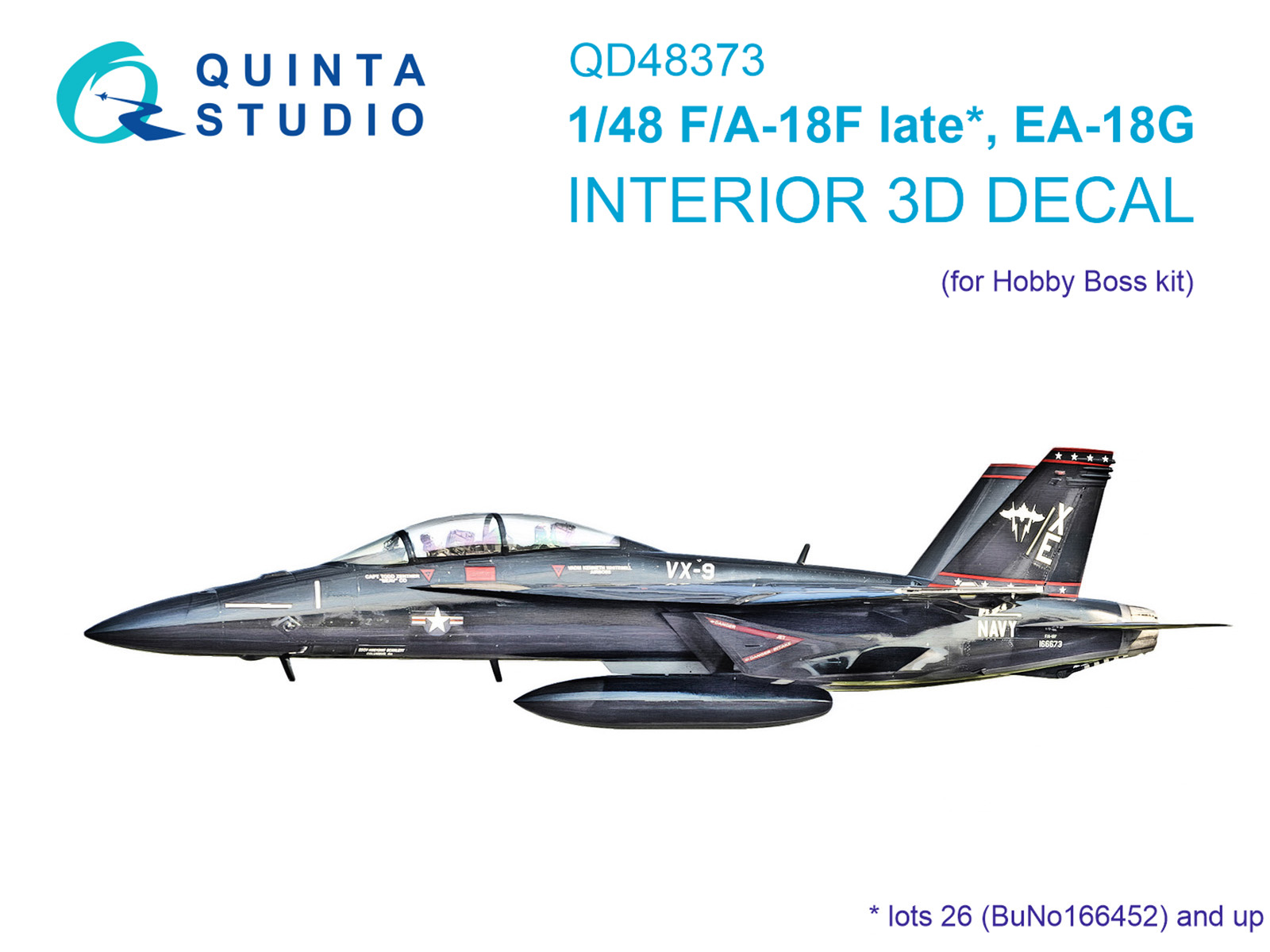 QD48373  декали 3D Декаль интерьера кабины  F/A-18F late / EA-18G (Hobby Boss)  (1:48)