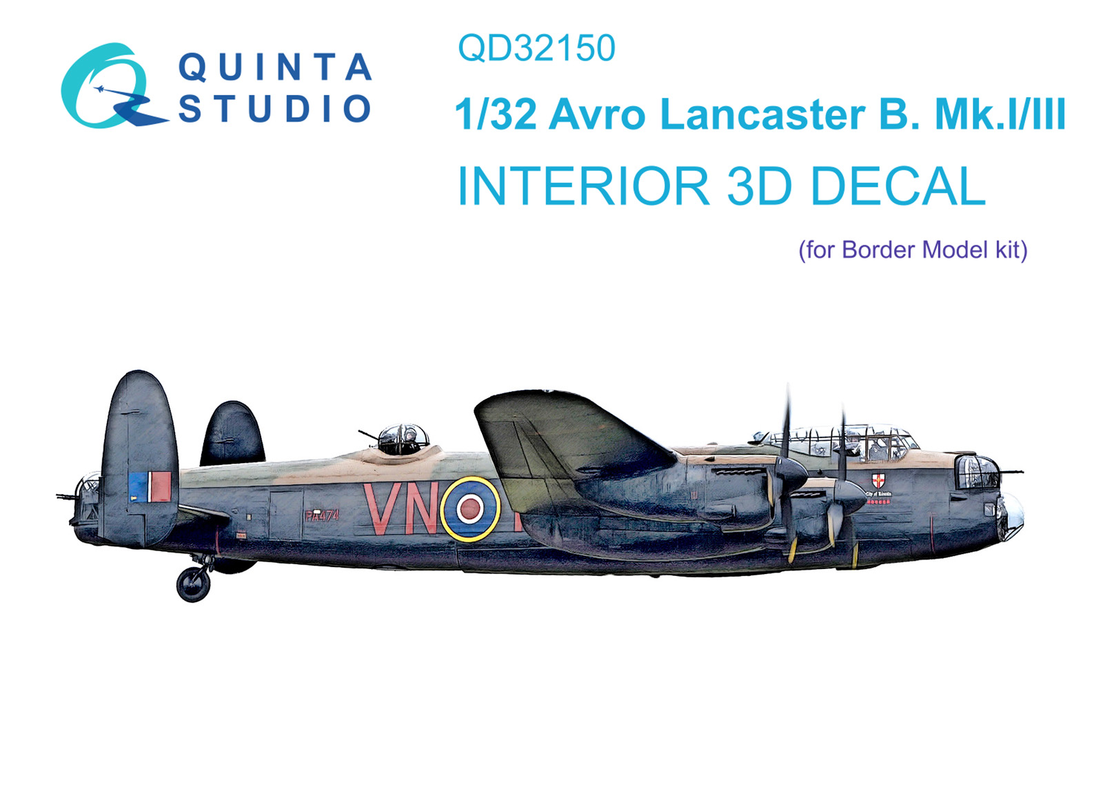 QD32150  декали  3D Декаль интерьера кабины Avro Lancaster B. Mk.I/III (Border Model)  (1:32)