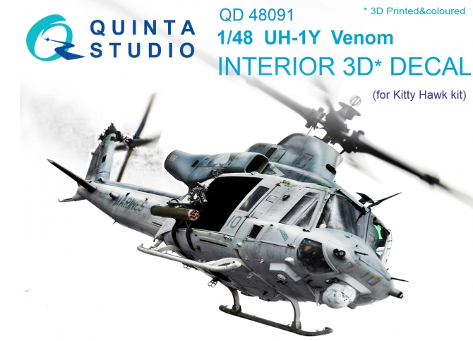 QD48091  декали  3D Декаль интерьера кабины UH-1Y Venom (Kitty Hawk)  (1:48)