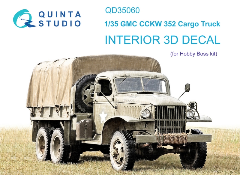 QD35060  декали  3D Декаль интерьера GMC CCKW 352 Cargo Truck (Hobby Boss) (1:35)