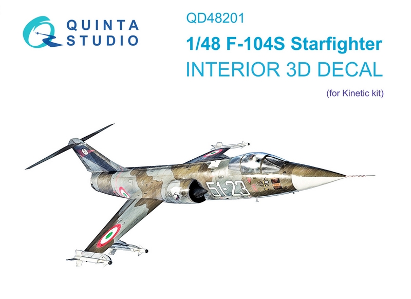 QD48201  декали  3D Декаль интерьера кабины F-104S (Kinetic) (1:48)