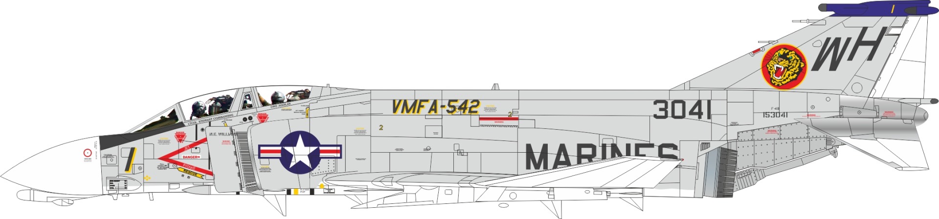 UR4816  декали  F-4B Phantom-II VMFA-542, no stencils & insignia  (1:48)