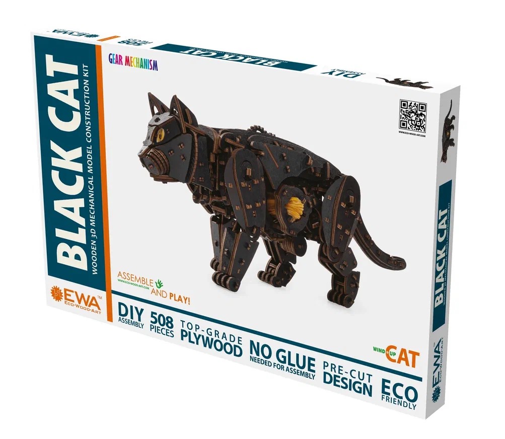 ECat-Black  фигуры  конструктор 3D EWA Механический Черный Кот (Кошка)