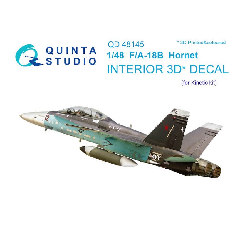 QD48145  декали  3D Декаль интерьера кабины F/A-18B (Kinetic)  (1:48)