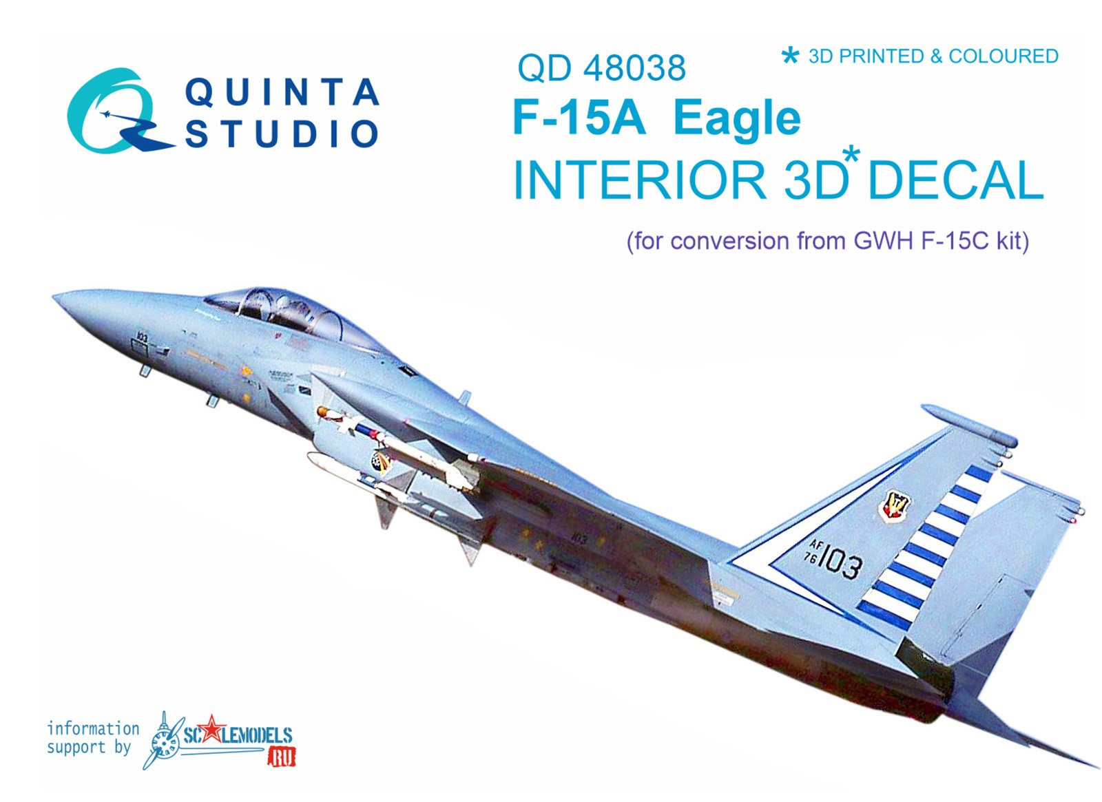 QD48038  декали  3D Декаль интерьера кабины F-15A (GWH)  (1:48)