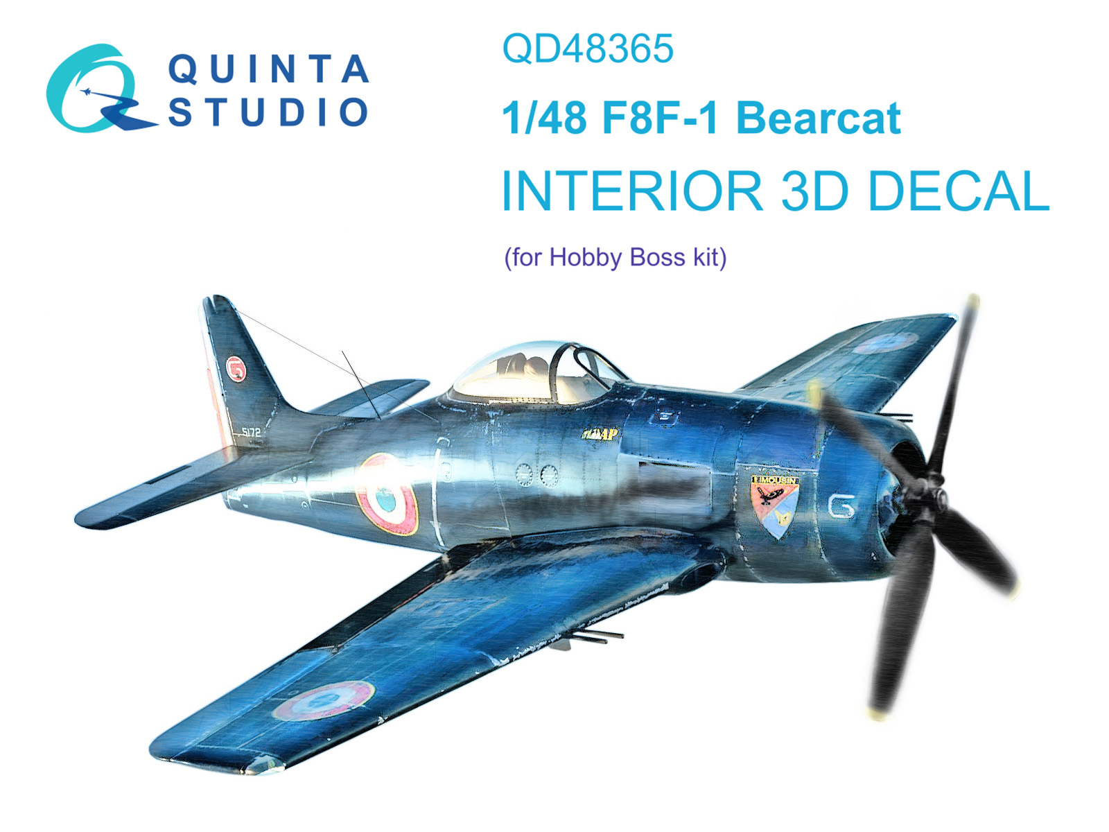 QD48365  декали  3D Декаль интерьера кабины F8F-1 Bearcat (Hobby Boss)  (1:48)